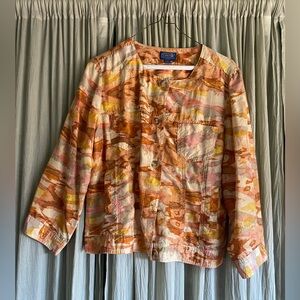 Pendleton “endless summer” silk front button jacket size L large